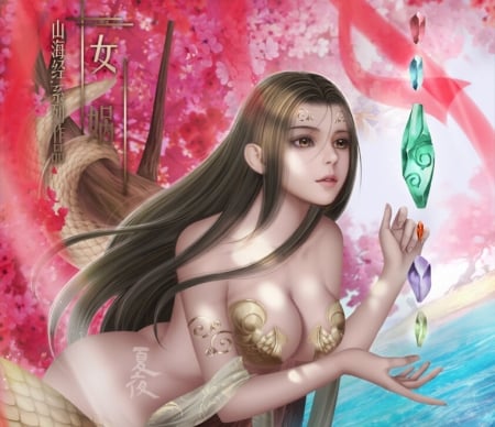 White snake - white snake, frumusete, fantasy, haosong qi, girl, asian, pink, luminos