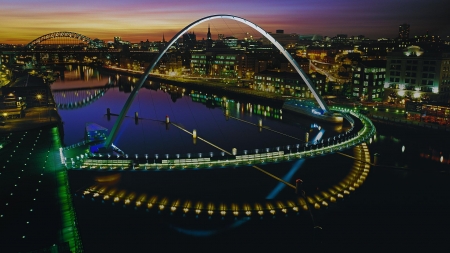 Millennium Bridge - bridge, city, gateshead, lights, millennium, newcastle, night