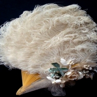 Vintage Ostrich Feather Hand Fan