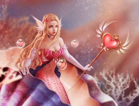 Nami - fantasy, water, girl, doughnut q, pink, creautre, nami