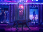 Cyberpunk walking cat