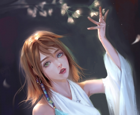 Yuna - frumusete, fantasy, mars foong, girl, yuna, luminos