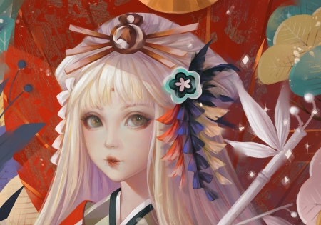 Princess Kaguya - hime, kaguya, fantasy, girl, momo art, princess, face