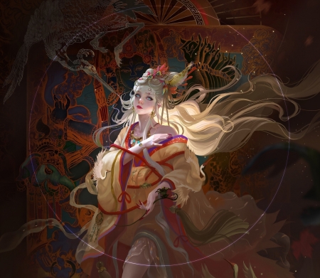 Momijigari - art, fantasy, frumusete, girl, luminos, momijigari, tea me, teame