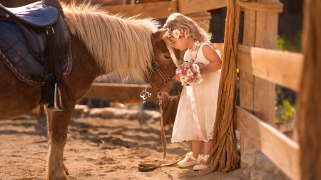 Best Friend,s - pony, girl, fence, nature