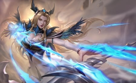 Irelia - d lx, fantasy, dlx, blue, dlxart, girl, irelia, lol