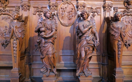 Angels and Cherubs - wooden, Angels, Cherubs, church, sculptures