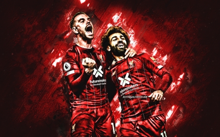 Henderson & Salah - mohamed salah, henderson, team, lfc, ynwa, mo salah, football, sport, soccer, jordan henderson, salah