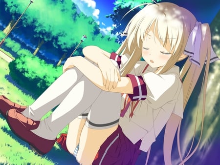 Peaceful Thinking - anime, school girl