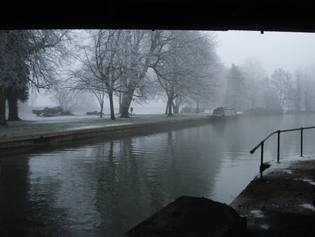 Thames River Windsor England - snow, ice