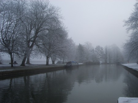 Thames River Windsor England - ice, snow