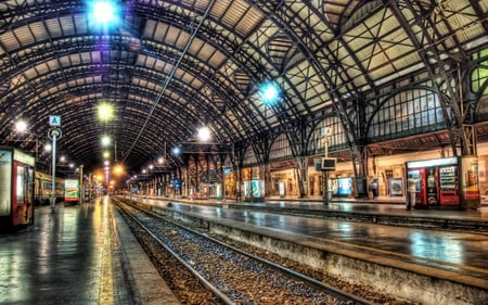 milan train station at midnight - colors, lights