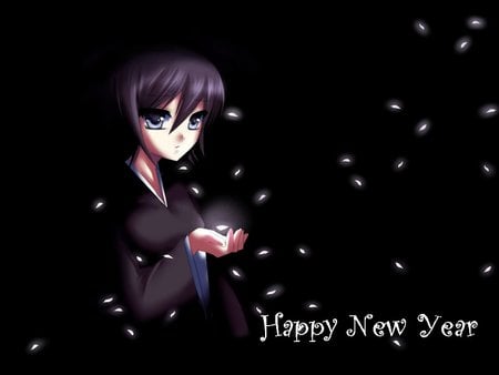 Waiting new year - new year, anime, cute