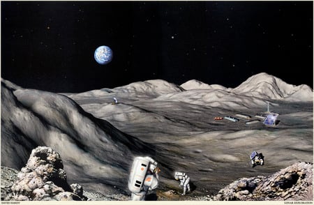 Lunar Exploration by David Hardy - space, future, sci fi, art