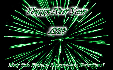 Happy New Years Green - new years, fire works, 2010, green