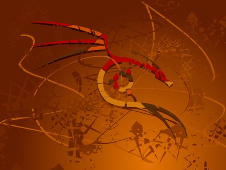 Dragon in Gold - abstract, red, dragon, fantasy, gold