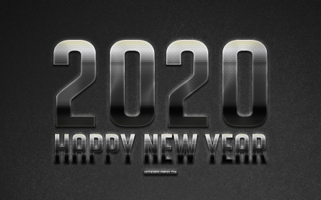 New Year 2020 - holidays, gray background, new year 2020, creative art, 2020 new year, silver metal art, ground, metal 2020 background, 2020 silver background, happy new year, happy new year 2020, 2020 concepts, new year