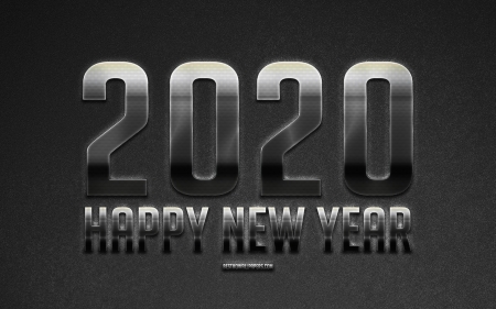 New Year 2020 - new year 2020, gray background, happy new year, 2020 concepts, holidays, happy new year 2020, ground, 2020 silver background, creative art, new year, silver metal art, metal 2020 background, 2020 new year