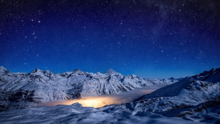 the garden of the stars - winter, stars, sky, crater