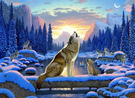 The song - pictura, animal, cub, wolf, painting, cute, art, song