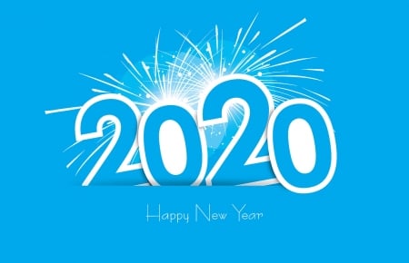 Happy New Year! - christmas, white, craciun, blue, new year, 2020, card