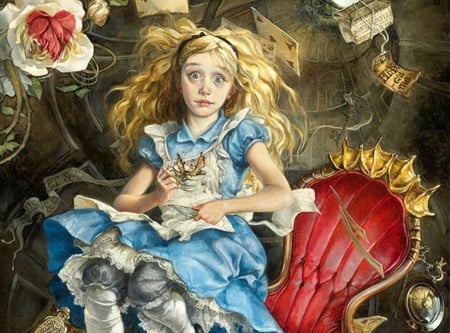 Alice - heather theurer, wonderland, fantasy, blue, girl, alice, art