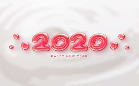 Happy New Year! - christmas, white, craciun, new year, 2020, card, pink, liquid