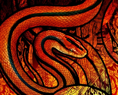 Snake - culpeo fox, orange, reptile, snake, texture