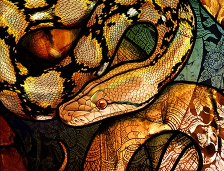 Snake - culpeo fox, reptile, snake, texture, yellow