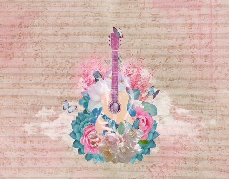 Floral guitar - Fantasy & Abstract Background Wallpapers on Desktop