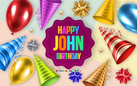 Happy Birthday! - colorful, balloon, john, card, birthday, party