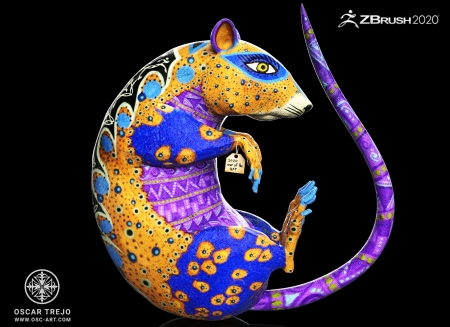 2020 ~ Year of the Rat - blue, black, oscar trejo, year of the rat, purple, fantasy, yellow, rat, chinese zodiac