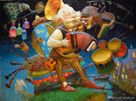 Grandfather - childhood, art, man, instrument, fantasy, painting, grandfather, pictura, victor nizovtsev