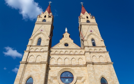 Cathedral - cathedral, crosses, towers, church, sky