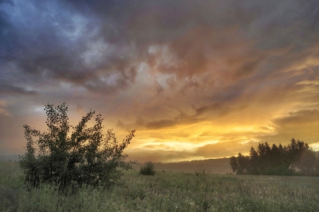 Sunset - clouds, sunset, nature, amazing