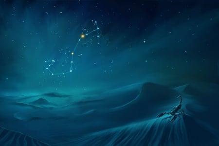Zodiac ~ Scorpio - constellation, blue, ahmx alromeadheen, zodiac, fantasy, scorpio