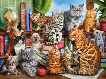 2222 - cats, animals, ddd, paintings