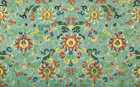 Wallpaper A - green, orange, pink, white