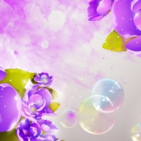 Purple Flowers & Bubbles