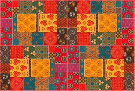 Patchwork - yellow, orange, blue, green