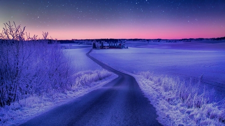 farm in winter - landscape, winter, farm, fields