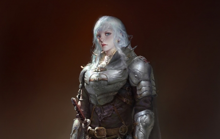 Warrior - fantasy, art, man, luminos, dong jianhua, warrior, armor