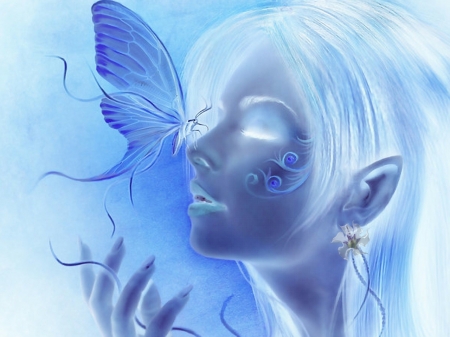 Ghostly Fairy - ice, fantasy, ghost, blue, color, fair, arts