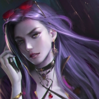 Purple haired girl