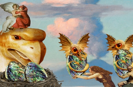 Shell shock - bird, fantasya, nest, vikki truver, funny, egg, rt