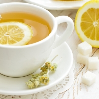 White teacup and lemon