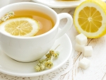 White teacup and lemon