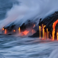 Lava Flowing Into the Ocean