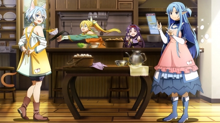 Sword art online (Cooking) #1 - Asuna, Yuuki, Leafa, Sword Art Online, SAO, Cooking