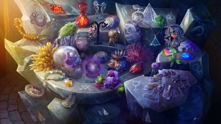 :) - coral, elena lagutina, fantasy, purple, shell, stuff, summer, vara, water, world